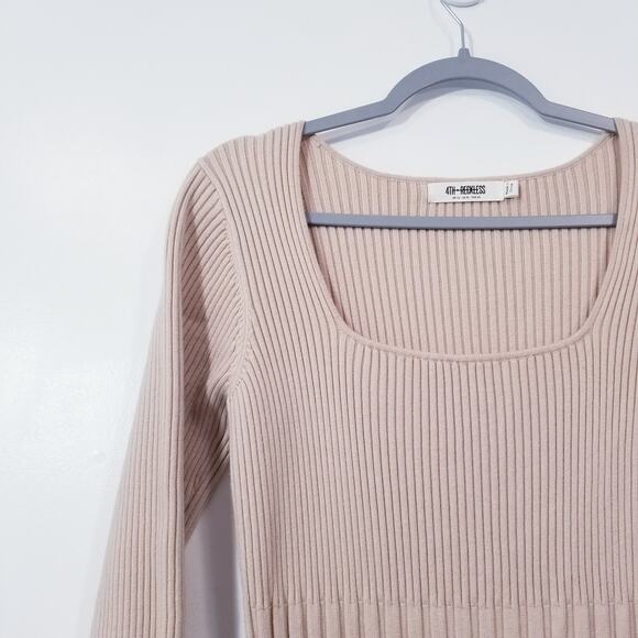 4th & Reckless Ribbed Sweater Dress Long Sleeves with Slit - Picture 2 of 12